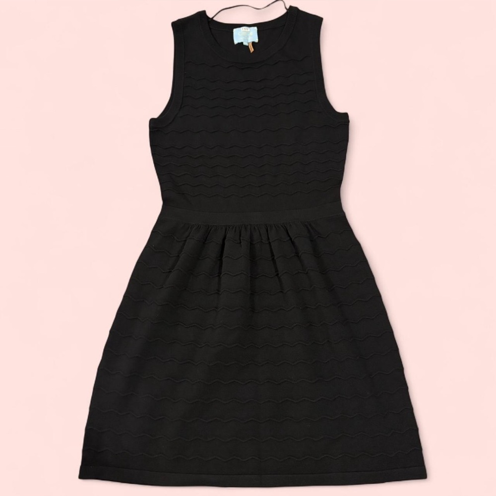 CeCe by Cynthia Steffe Black Textured Fit & Flare Dress | Size M